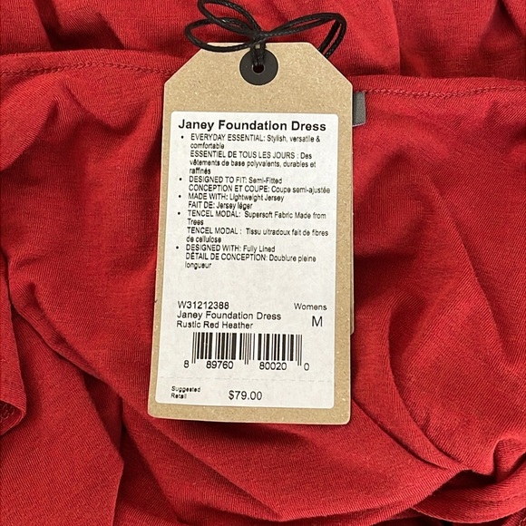Prana Red Tencel Midi Dress NWT M Scoop Neck - Picture 6 of 6